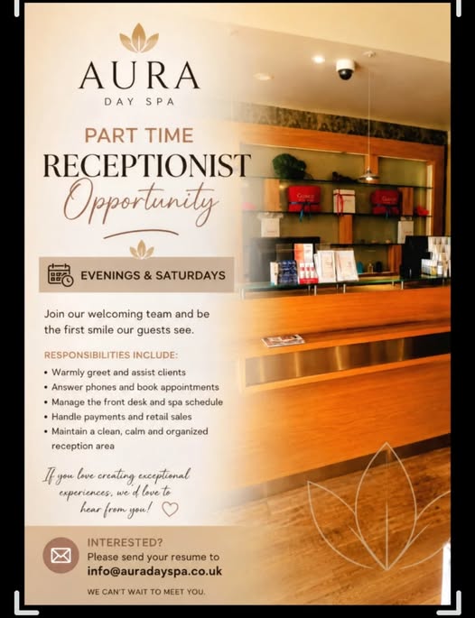 Part Time Receoptionist Job Vacancy